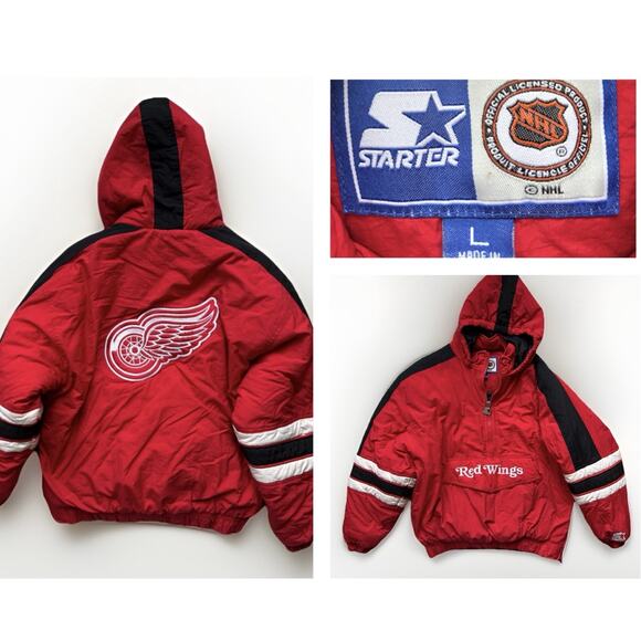 Starter Other - Vintage 90s Detroit Red Wings NHL Starter 1/4 Zip Pullover Jacket Mens Large